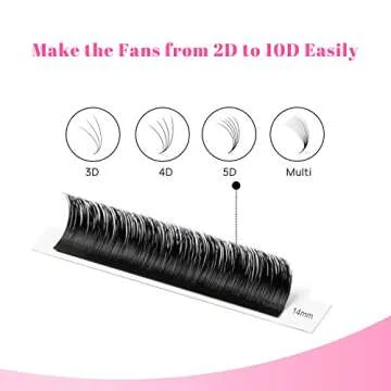 TDANCE Easy Fan Lash Extension Blooming Volume Eyelash Extensions C CC D DD J B L Curl 0.03-0.12mm Thickness Easy Fan Volume Lashes Self Fanning Eyelashes Extension (D-0.05,14-19mm)