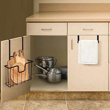 ORLESS 2-Pack Kitchen Cabinet Door Organizer, Over Cabinet Door Organizer with Towel Bars, Cabinet D...