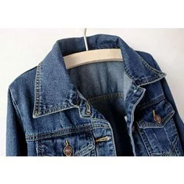 LifeShe Women's Casual Detachable Hoodie Denim Jacket