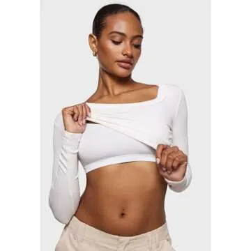 INLYRIC Women's Inbarely Bralettes Cami Bras No Underwire Wireless Seamless Unlined Comfort Sports Bra White X-Small