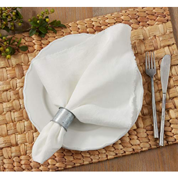 Saro Lifestyle Fringe Linen Napkins Set of 4 Eco-Friendly