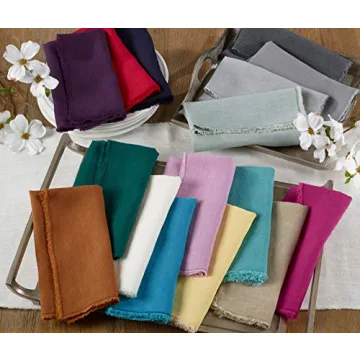Saro Lifestyle Fringe Linen Napkins Set of 4 Eco-Friendly