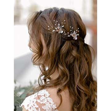 SWEETV 2Pcs Wedding Hair Pins Bridal Rhinestone Wedding Hair Accessories Hair Pieces for Brides Brid...