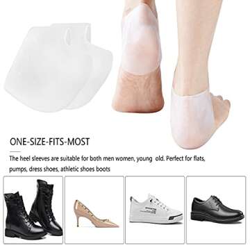 GQTJP Silicone Heel Protector Heel Cups, Heel Pads for Plantar Fasciitis Relief, Heel Sleeves for Heel Spurs, Heel Pain, Heal Dry Cracked Heels, Achilles Tendinitis (White - 2 Pairs)