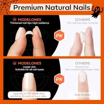 Modelones 30Pcs Halloween Press on Nails Almond, Fall Black Pumpkin Luminous Long Fake Nails, Reusable Nail Kit with Nail Glue Adhesive Tabs Nail File, Nails Press Ons 15 Sizes