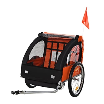 Aosom 2-Seat Child Bike Trailer for Kids: Strong Steel Frame & Safety Harnesses