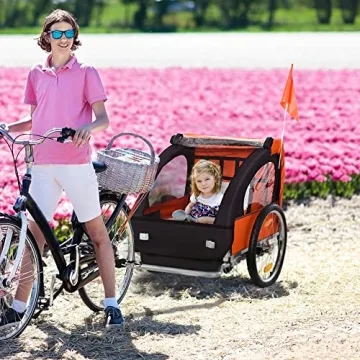 Aosom 2-Seat Child Bike Trailer with Safety Features and Comfort