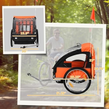 Aosom 2-Seat Child Bike Trailer with Safety Features and Comfort