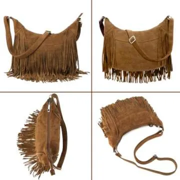 Sunwel Fringe Hobo Bag - Chic Vegan Suede Purse