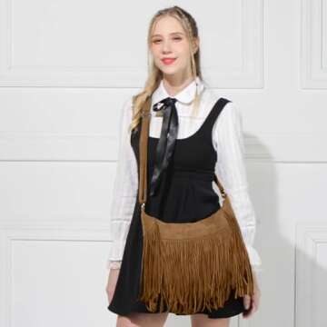 Sunwel Fringe Hobo Bag - Chic Vegan Suede Purse