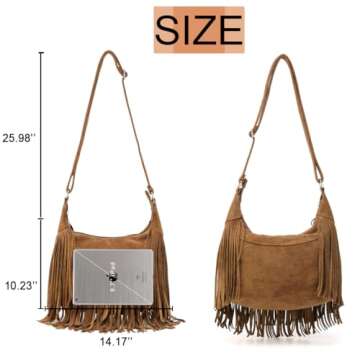 Sunwel Fringe Hobo Bag - Chic Vegan Suede Purse