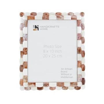 Handicrafts Home Photo Picture Frame - 8x10 Handmade Gift Photo Frames - Brown & White