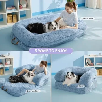 3-in-1 Foldable Human Dog Bed with Supportive Bolster
