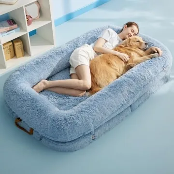 3-in-1 Foldable Human Dog Bed with Supportive Bolster