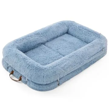 3-in-1 Foldable Human Dog Bed with Supportive Bolster