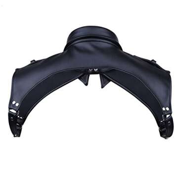 YiZYiF Men's Adjustable Leather Body Chest Harness Belt Clubwear with Fancy Buckles Epaulet Shoulders One Size