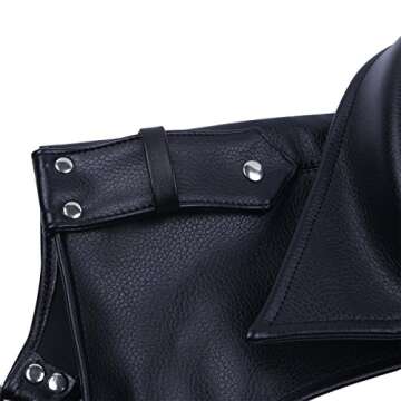 YiZYiF Men's Adjustable Leather Body Chest Harness Belt Clubwear with Fancy Buckles Epaulet Shoulders One Size