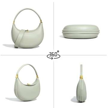 AZURAOKEY 3 in 1 Leather Crescent Bag for Women