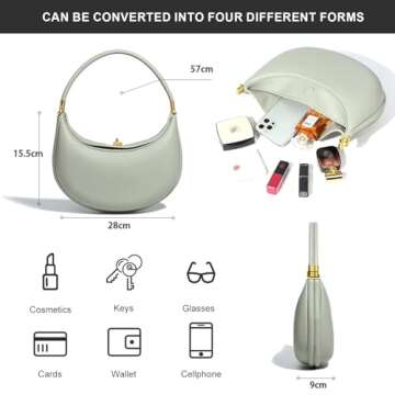 AZURAOKEY 3 in 1 Leather Crescent Bag for Women