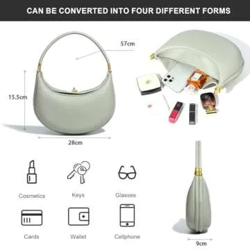 AZURAOKEY 3 in 1 Leather Crescent Bag for Women