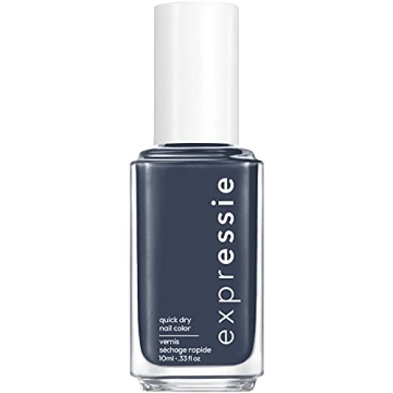 essie expressie Quick Dry Vegan Nail Polish - Charcoal Gray with Blue Undertones, 0.33 Ounce
