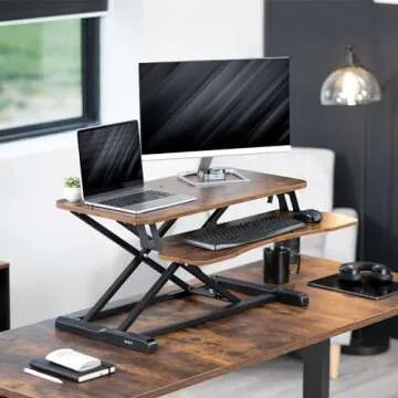 VIVO 32 inch Desk Converter, K Series, Height Adjustable Sit to Stand Riser, Dual Monitor and Laptop...