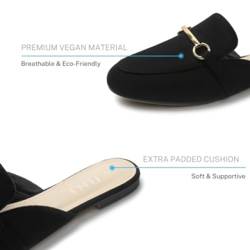 MUSSHOE Mules for Women: Stylish Buckle Flats & Comfort