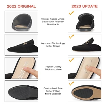 MUSSHOE Mules for Women: Stylish Buckle Flats & Comfort