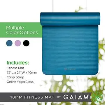 Gaiam Extra-Thick Yoga Fitness Mat and Exercise Mat with Non-Slip Texture and Easy Carry Strap - Ideal for Floor Workouts and Everyday Yoga - Supportive and Portable, Black, 10mm