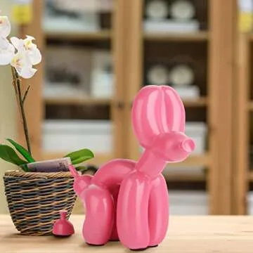 Suruim Squat Balloon Dog Resin Statue Decor for Home