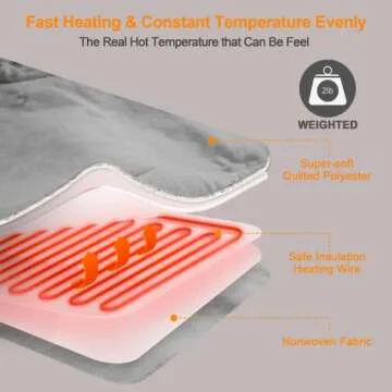 Weighted Heating Pad - Pads for Neck and Shoulders,2lb Large Electric Heated Neck Shoulder,for Back/Waist/Abdomen Pain relief,6 Heat Settings 4 Auto-Off,Washable,22.8×16.5"
