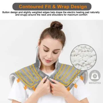 Weighted Heating Pad - Pads for Neck and Shoulders,2lb Large Electric Heated Neck Shoulder,for Back/Waist/Abdomen Pain relief,6 Heat Settings 4 Auto-Off,Washable,22.8×16.5"