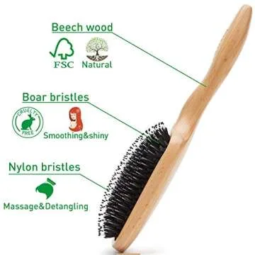 Premium Boar Bristle Hair Brush for All Hair Types