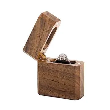 Wislist Slim Proposal Engagement Ring Box walnut wooden(Octagon)