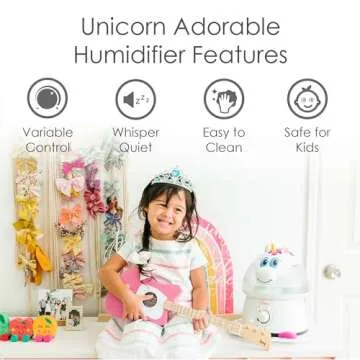 Crane Adorables Ultrasonic Humidifiers for Bedroom and Baby Nursery, 1 Gallon Cool Mist Air Humidifier for Large Room or Kid's Room, Humidifier Filters Optional, Unicorn