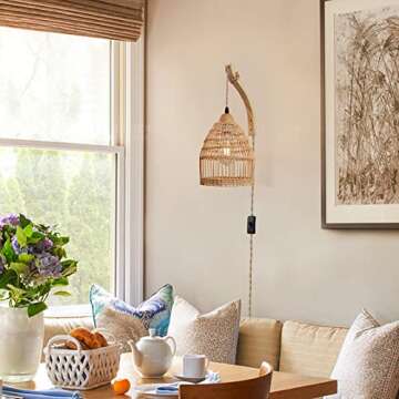 Frideko Wicker Wall Sconces Set for Stylish Home Lighting