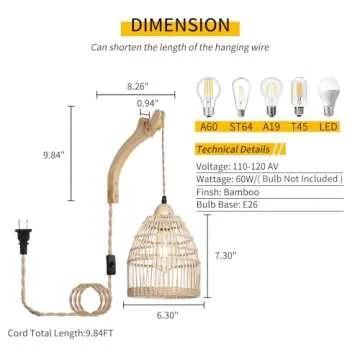 Frideko Wicker Wall Sconces Set for Stylish Home Lighting