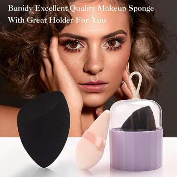 Toiletry Sponges Set with Breathable Face Sponge Holder for Travel Foundation Organic Beauty Sponges...