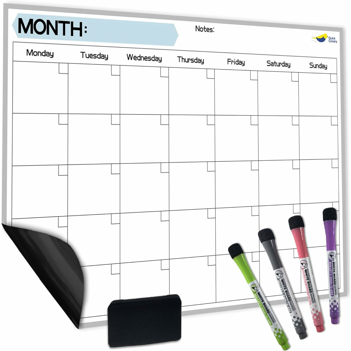Magnetic Dry Erase School Calendar - Whiteboard Planner