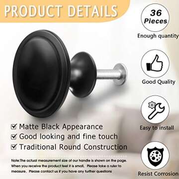 Ripeng 36 Pcs Round Kitchen Cabinet Knobs Durable and Stylish