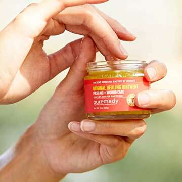 Puremedy Original Healing Ointment All Natural First Aid Salve for Wounds, Burns, Cuts, Bug Bites, Bed Sores, Itching, Swelling - Safe for Adults & Kids, FSA - 1 oz