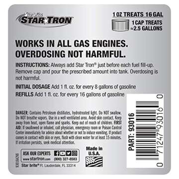 Star Tron Enzyme Fuel Treatment Concentrate - Rejuvenate & Stabilize Your Fuel, Cure Ethanol Issues,...