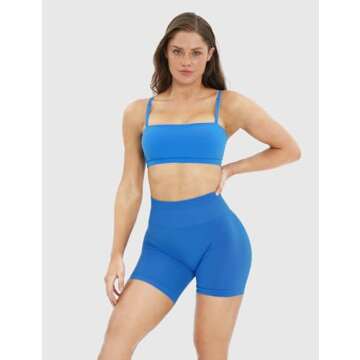 NEWVISISTER NVS Workout Shorts Women Amplify Contour Seamless Scrunch Butt Gym Shorts High Waisted Yoga Athletic Booty Bike Shorts, Blue, X-Small