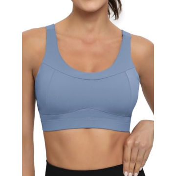 RUNNING GIRL High Impact Sports Bra for Women - Racerback Workout Crop Top (WX2667 Blue, S)