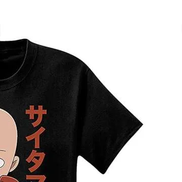 One-Punch Man Mens T-Shirt Mens Anime Shirt - Saitama Tee (Black, X-Large)