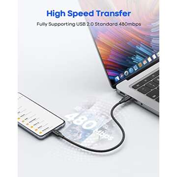 TOSUPERS 1ft, 2 Pack Short USB C to USB C Cable Fast Charging 60W, PD Type C Charger Cord for iPhone 16 15 Pro Max Plus, for Samsung Galaxy S24 S23 S22 Ultra Z Flip6/Fold6, for MacBook/iPad Pro