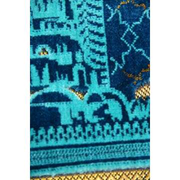Al Arabia Muslim Prayer Rug - Made from Embossed Velvet - Features Special Medina Design & Fringes O...