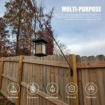 Juegoal Heavy Duty Deck Hook, 25 Inch to 36 Inch Wall Mounted Extended Reach Deck Hook Wall Pole Plant Bracket for Hanging Bird Feeder, Plants, Suet Baskets, Lanterns, Wind Chimes