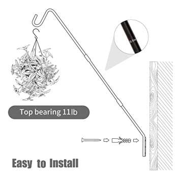 Juegoal Heavy Duty Deck Hook, 25 Inch to 36 Inch Wall Mounted Extended Reach Deck Hook Wall Pole Plant Bracket for Hanging Bird Feeder, Plants, Suet Baskets, Lanterns, Wind Chimes