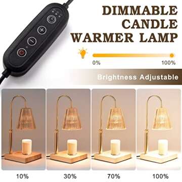 SprGri Candle Warmer Lamp, with Timer & Dimmer, 2 Bulbs, Height Adjustable, Compatible with Yankee Large Jar Scented Aromatherapy Candles, Dimmable Candle Warming Light, Wax Melter for Top Melting
